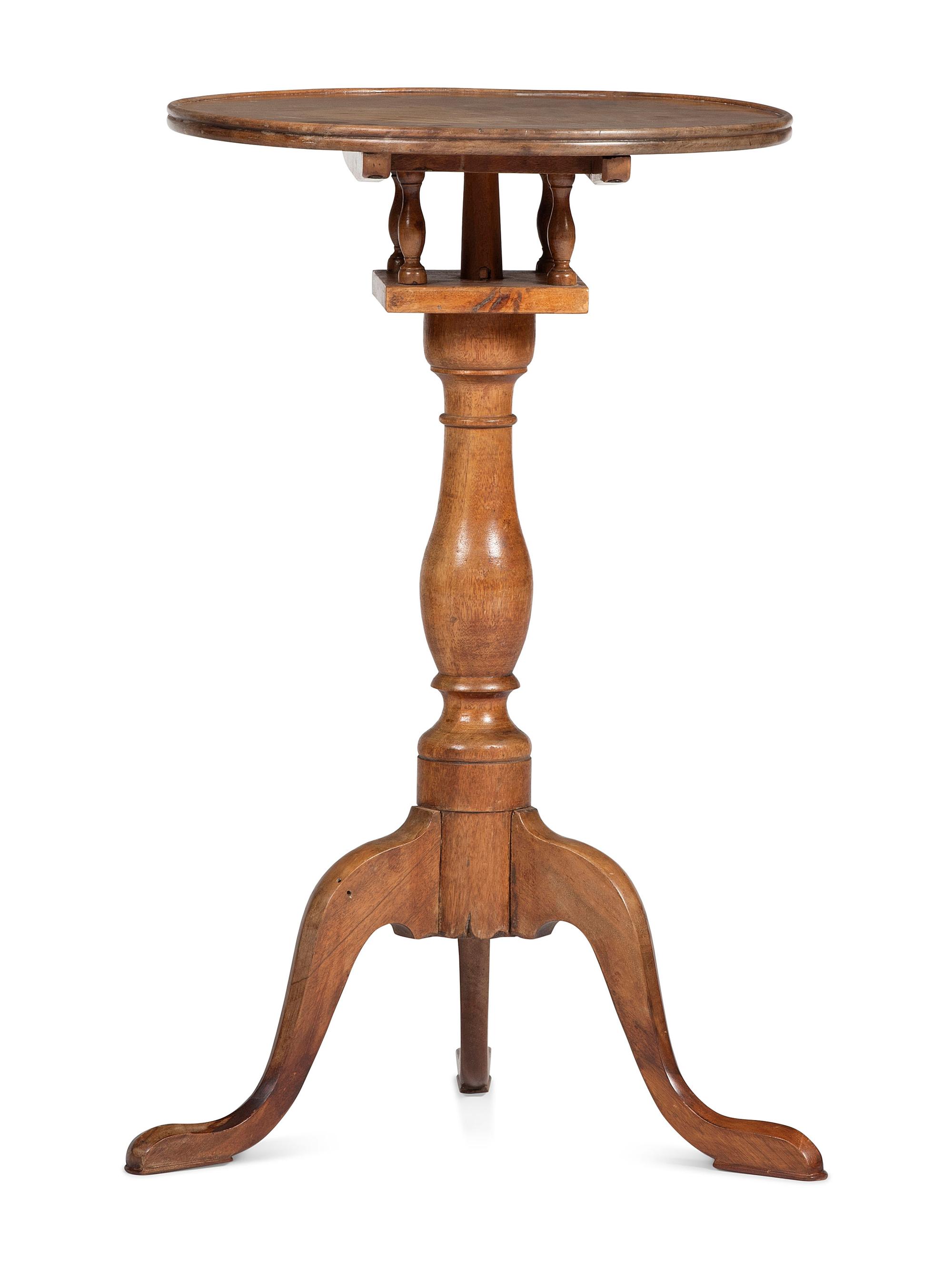A Chippendale Mahogany Dished-Top Tilt-Top Candlestand