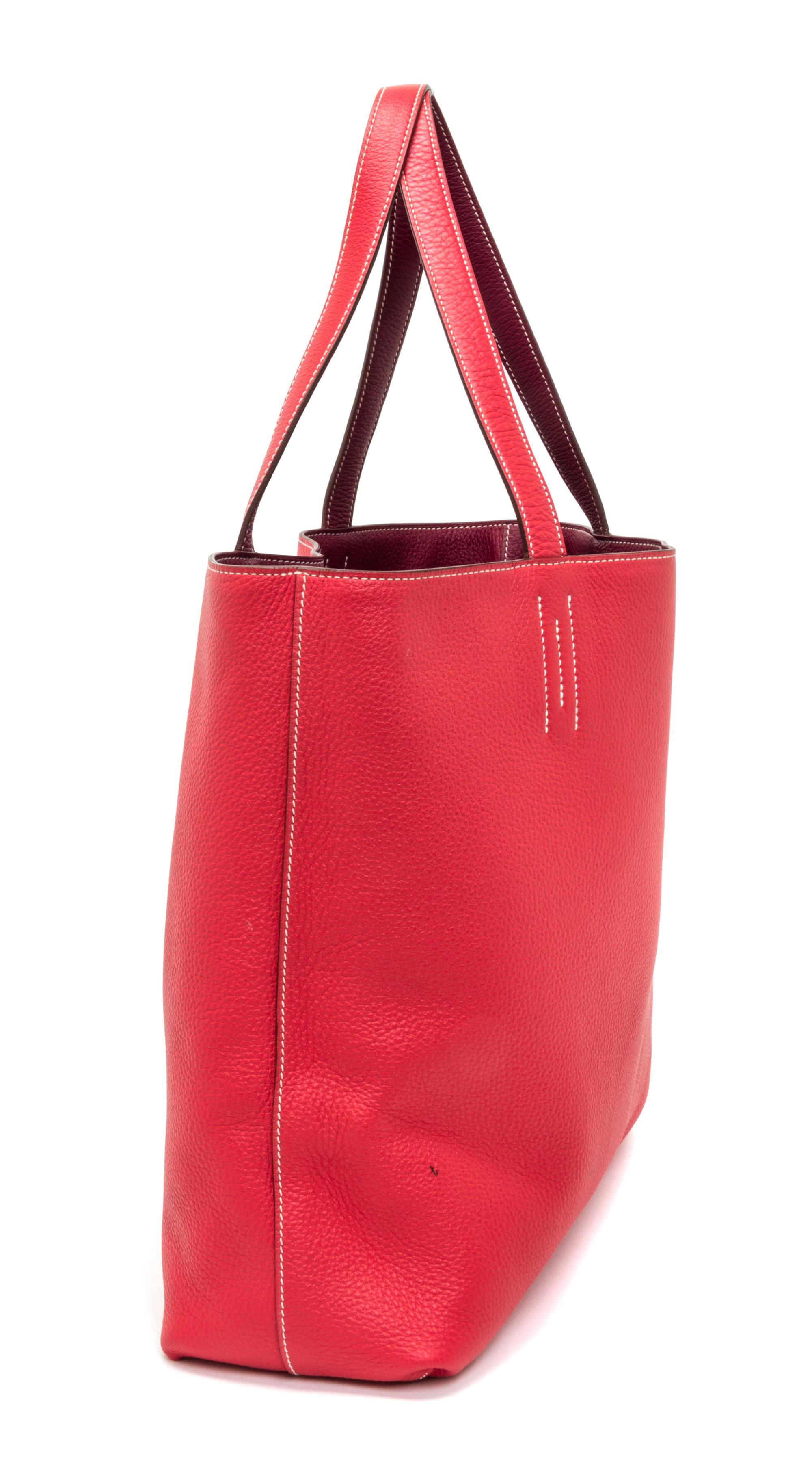 An Hermes Rubis/Bougainvillea 45cm Taurillon Clemence Double Sens Tote, 17.5" x 15.5" x 5".
