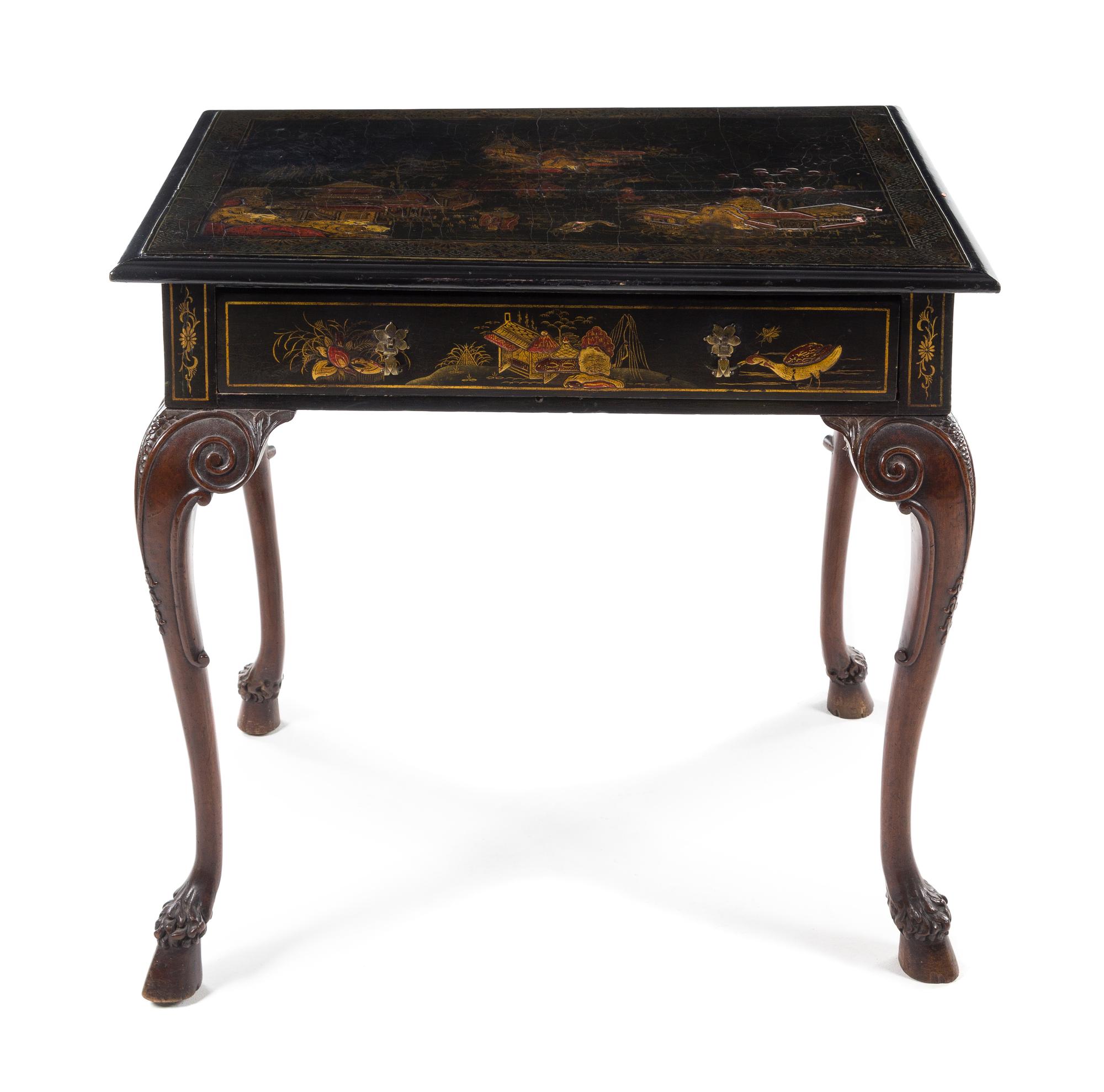 A Chippendale Style Lacquered Side Table Height 29 x width 31 1/4 x depth 22 1/2 inches. — 19TH/20TH CENTURY
