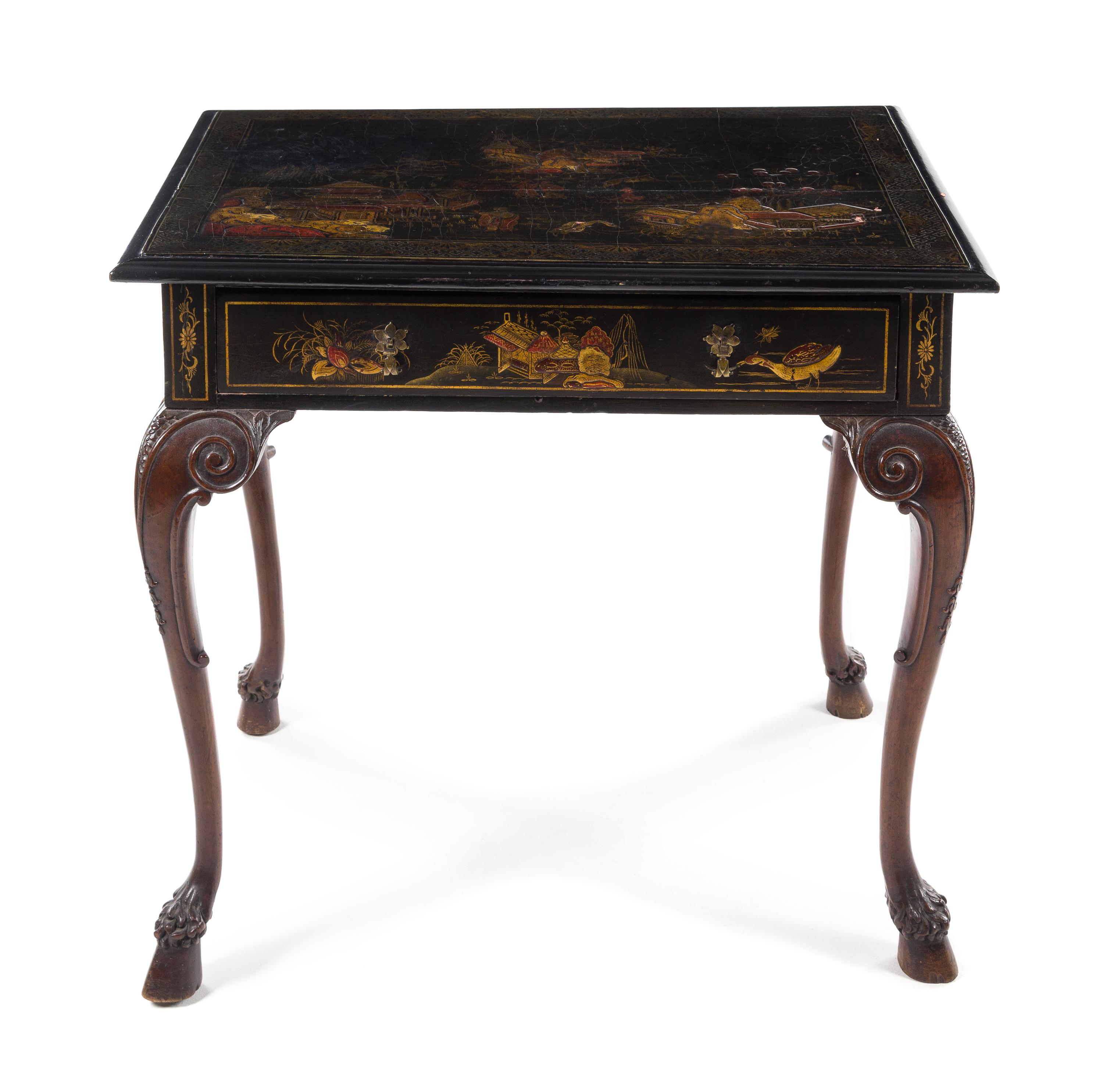 A Chippendale Style Lacquered Side Table Height 29 x width 31 1/4 x depth 22 1/2 inches. — 19TH/20TH CENTURY