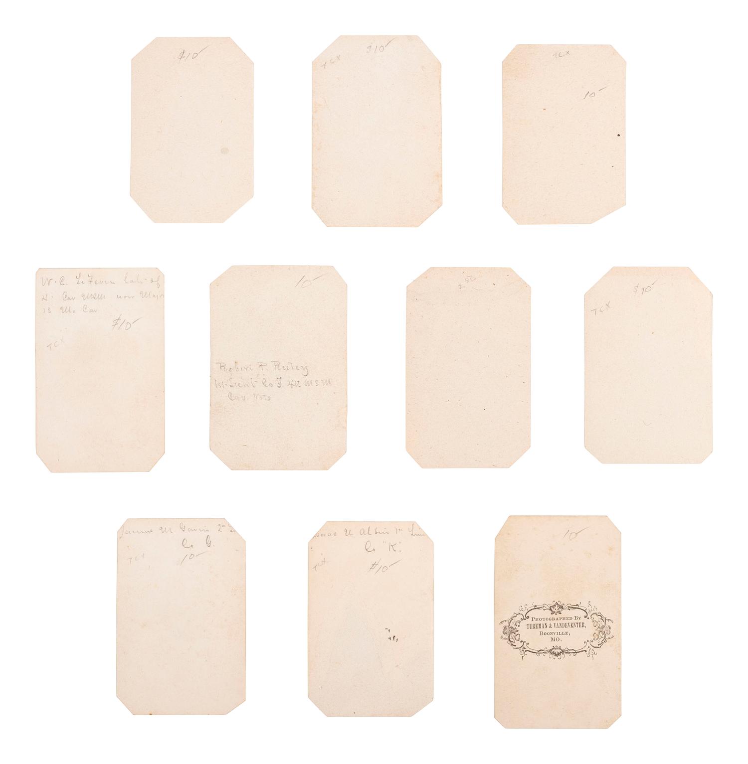 [CIVIL WAR]. A collection of CDVs featuring officers of the 4th Missouri State Militia Cavalry Regiment.