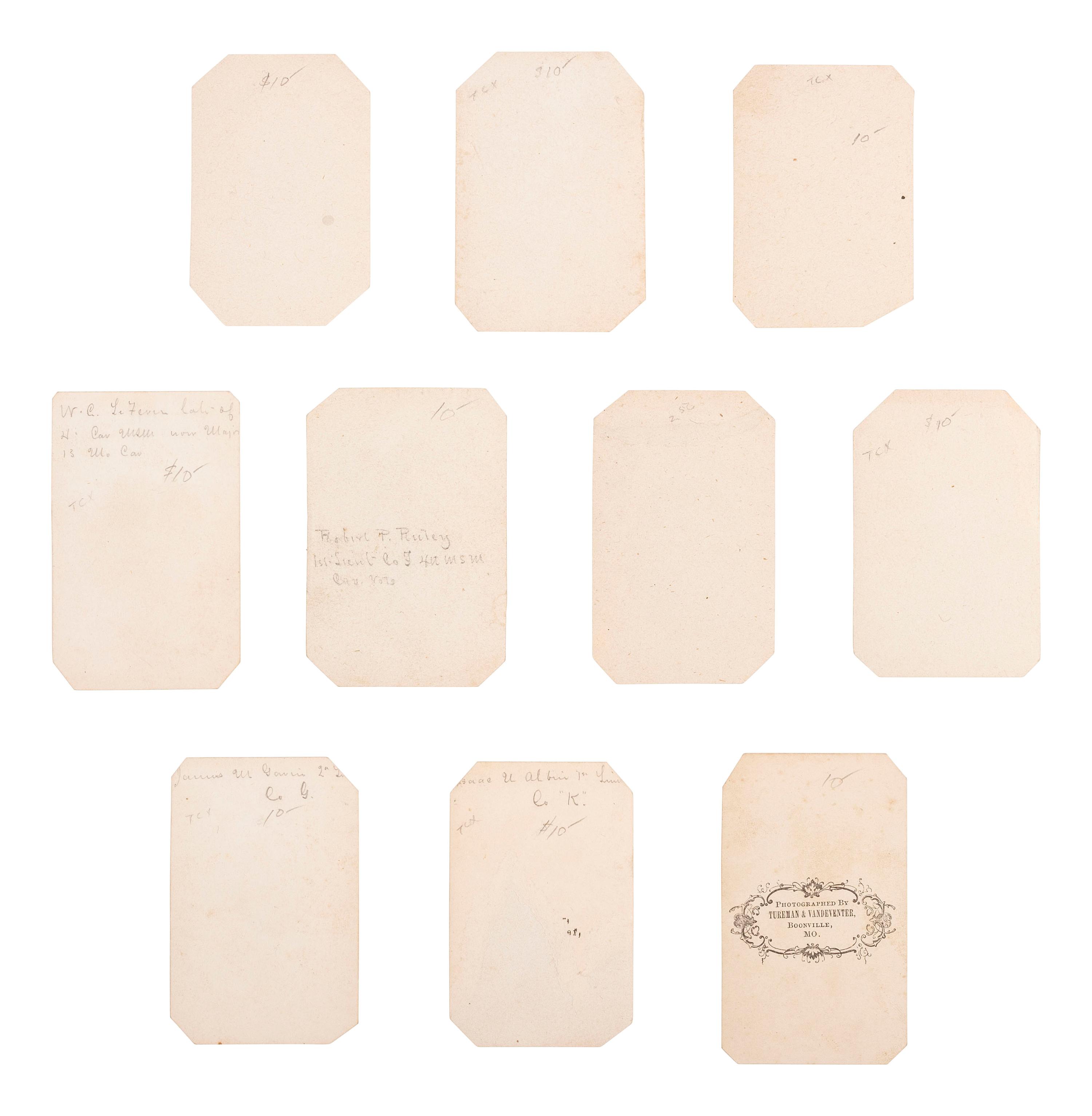 [CIVIL WAR]. A collection of CDVs featuring officers of the 4th Missouri State Militia Cavalry Regiment.