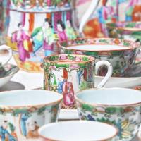 A Large Group of Sixty-Eight Chinese Export Porcelain Rose Medallion Tablewares