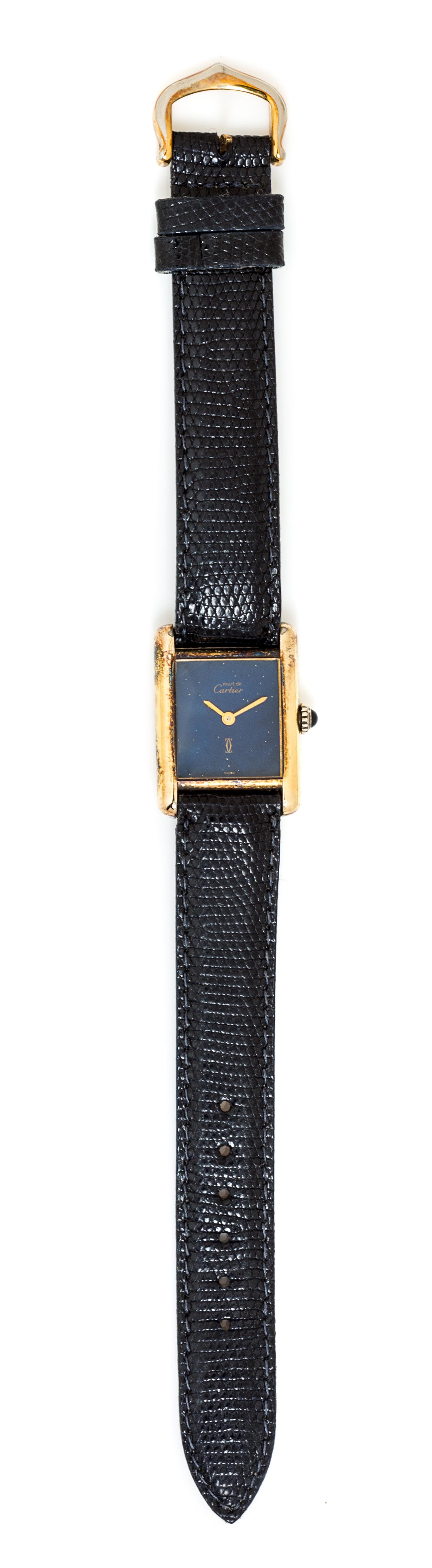 A Gold Plated Sterling Silver Wristwatch, Must de Cartier,