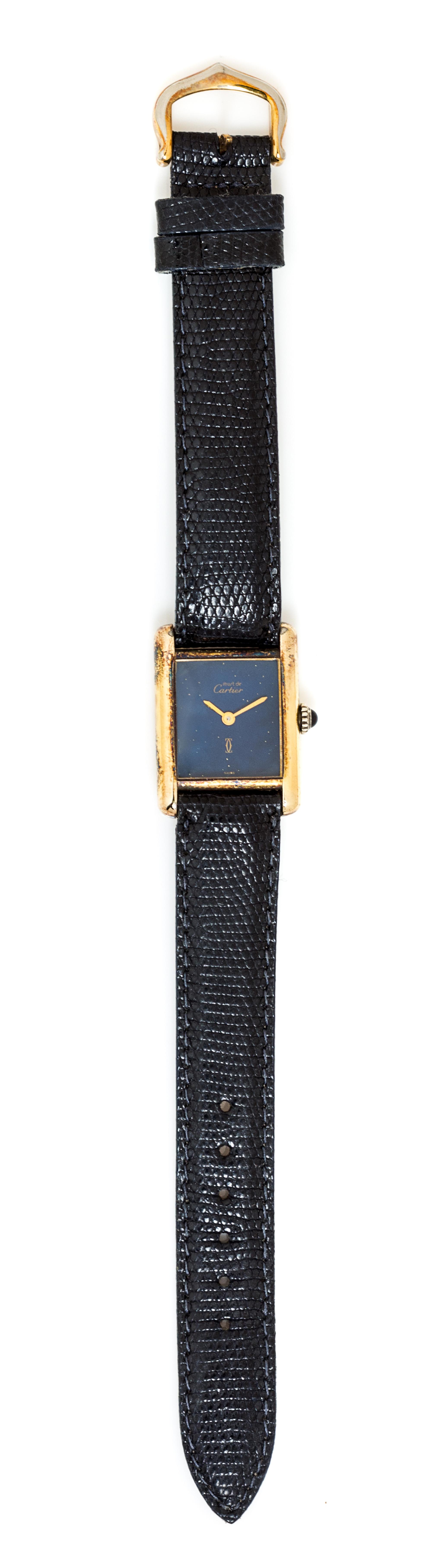 A Gold Plated Sterling Silver Wristwatch, Must de Cartier,