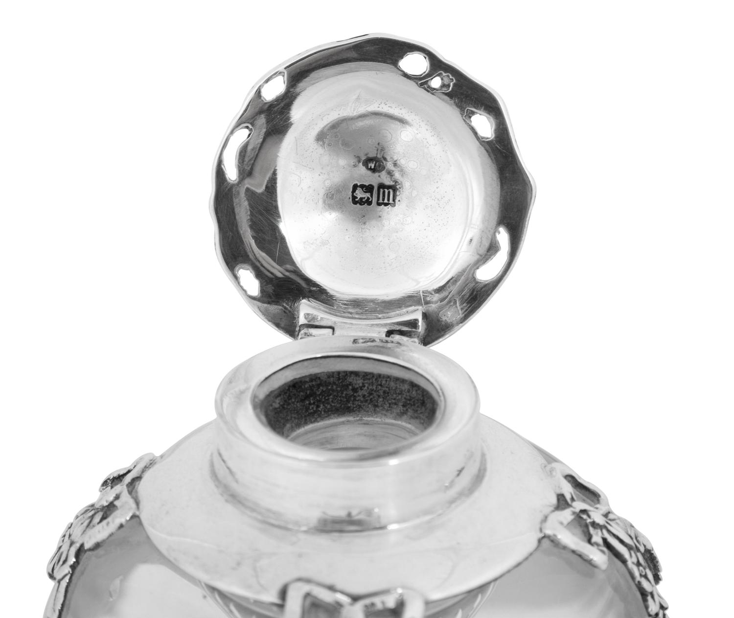 An English Silver Mounted Glass Inkwell