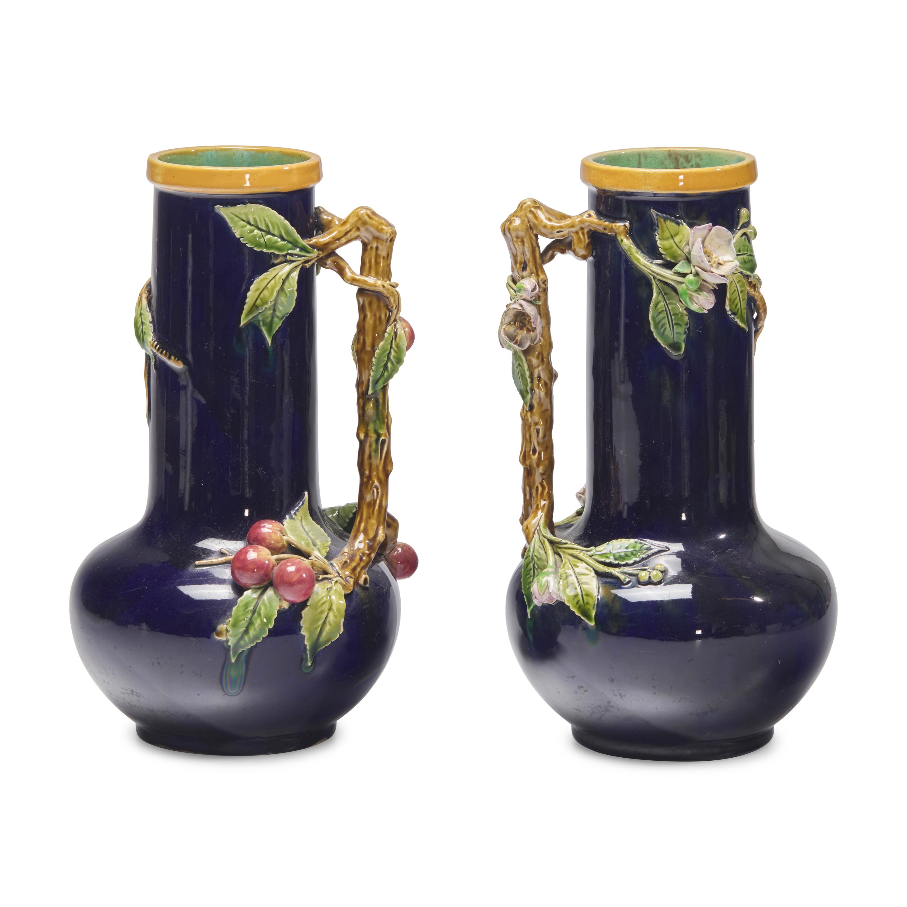 A Pair of Minton Majolica Pitchers