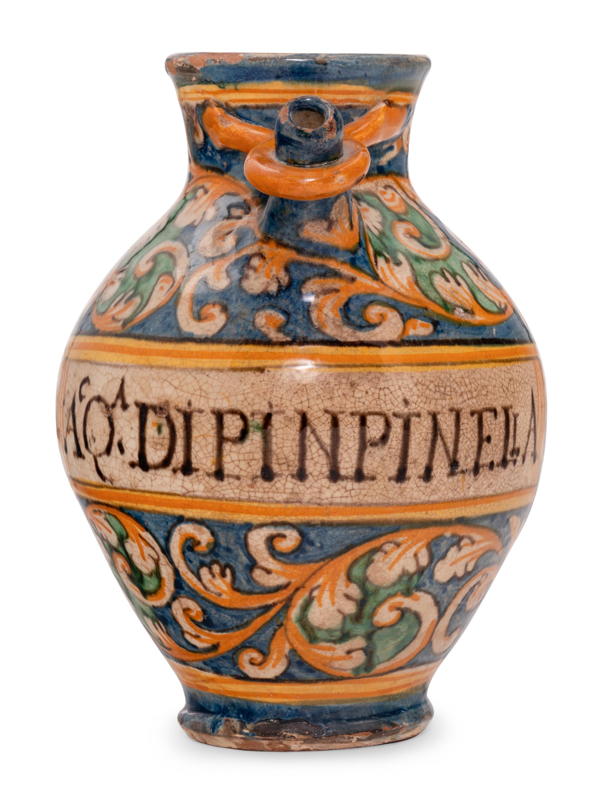 A Continental Majolica Apothecary Ewer