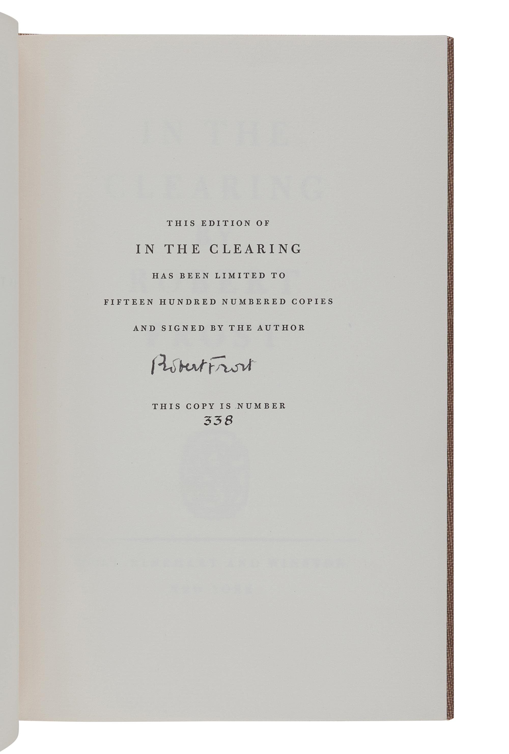 FROST, Robert (1874-1963). A group of 7 signed limited editions, comprising: