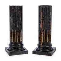 A Pair of Louis XVI Style Gilt Metal Mounted Marble Pedestals