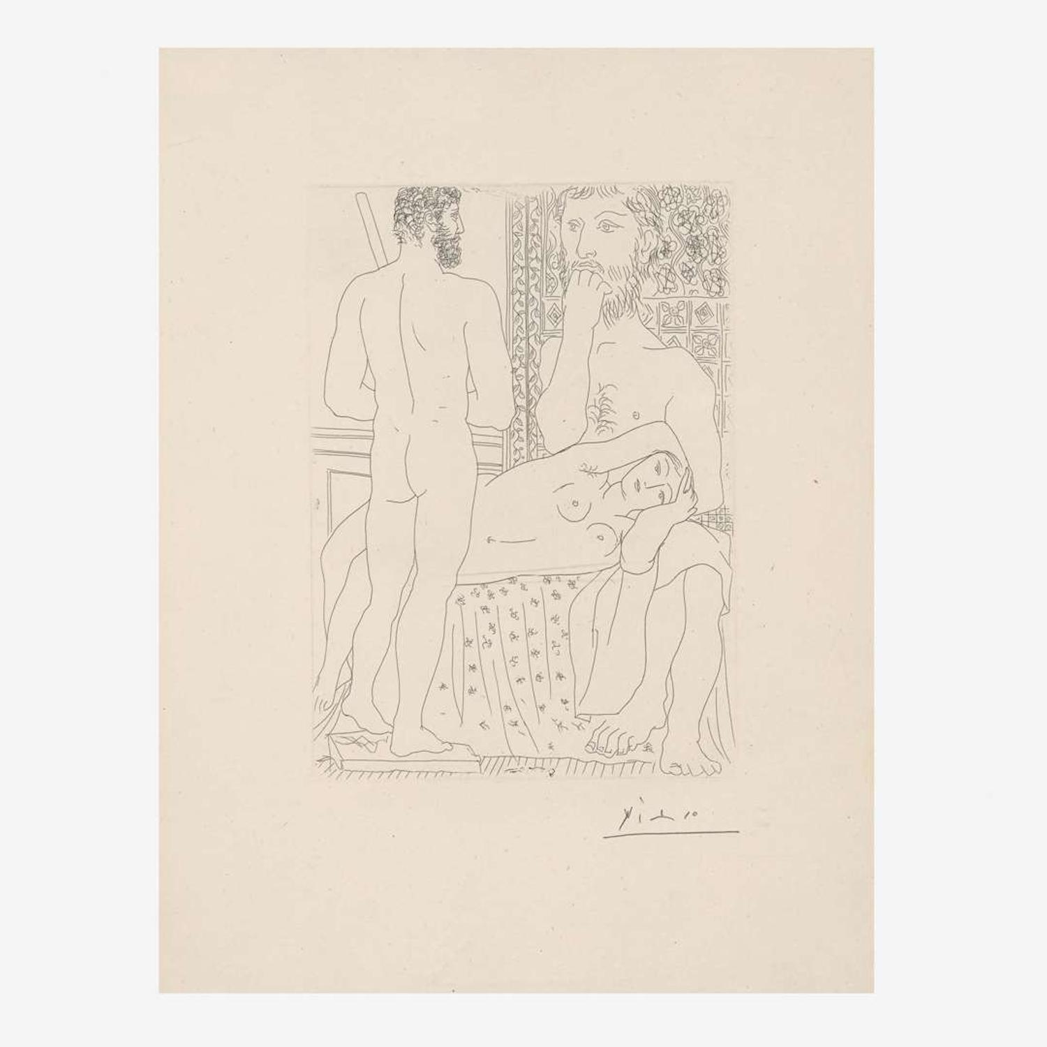 Pablo Picasso (Spanish, 1881-1973) Sculpteur, Modèle Couché et Sculpture, Plate 37 from La Suite Vollard