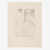 Pablo Picasso (Spanish, 1881-1973) Sculpteur, Modèle Couché et Sculpture, Plate 37 from La Suite Vollard