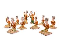 [APPROVED FOR DONATION] 10 Chinese Sancai Glazed Pottery Figures of Female Musicians and Dancers