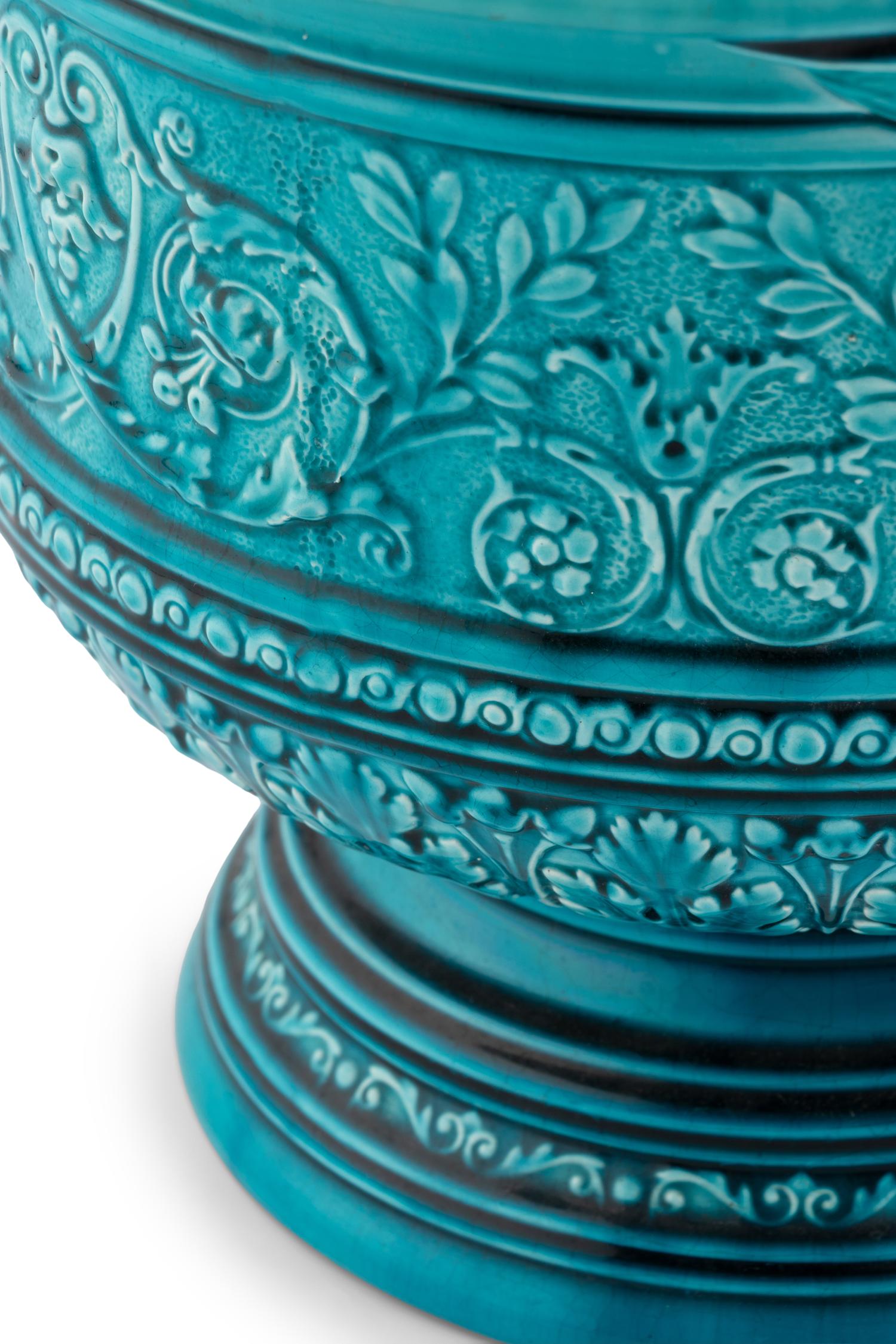 A Continental Turquoise Glazed Earthenware Jardinière