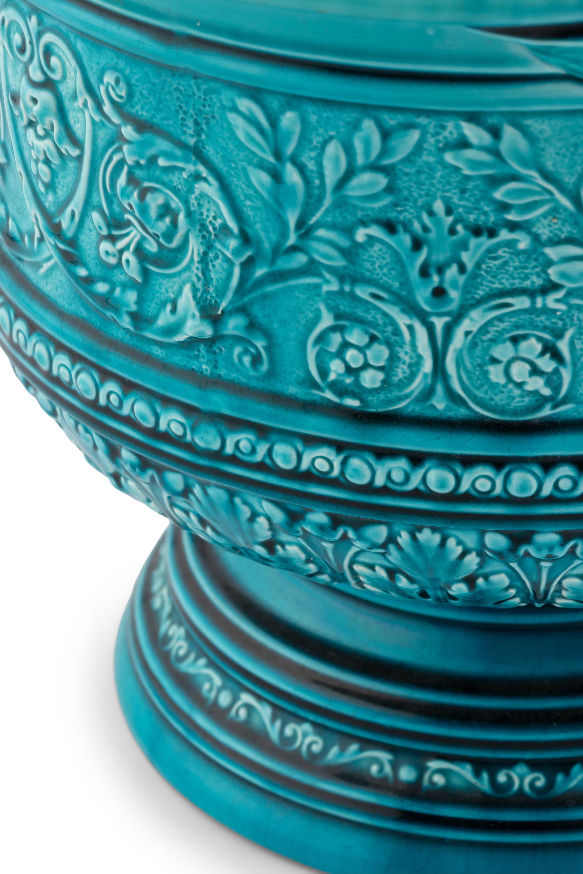 A Continental Turquoise Glazed Earthenware Jardinière