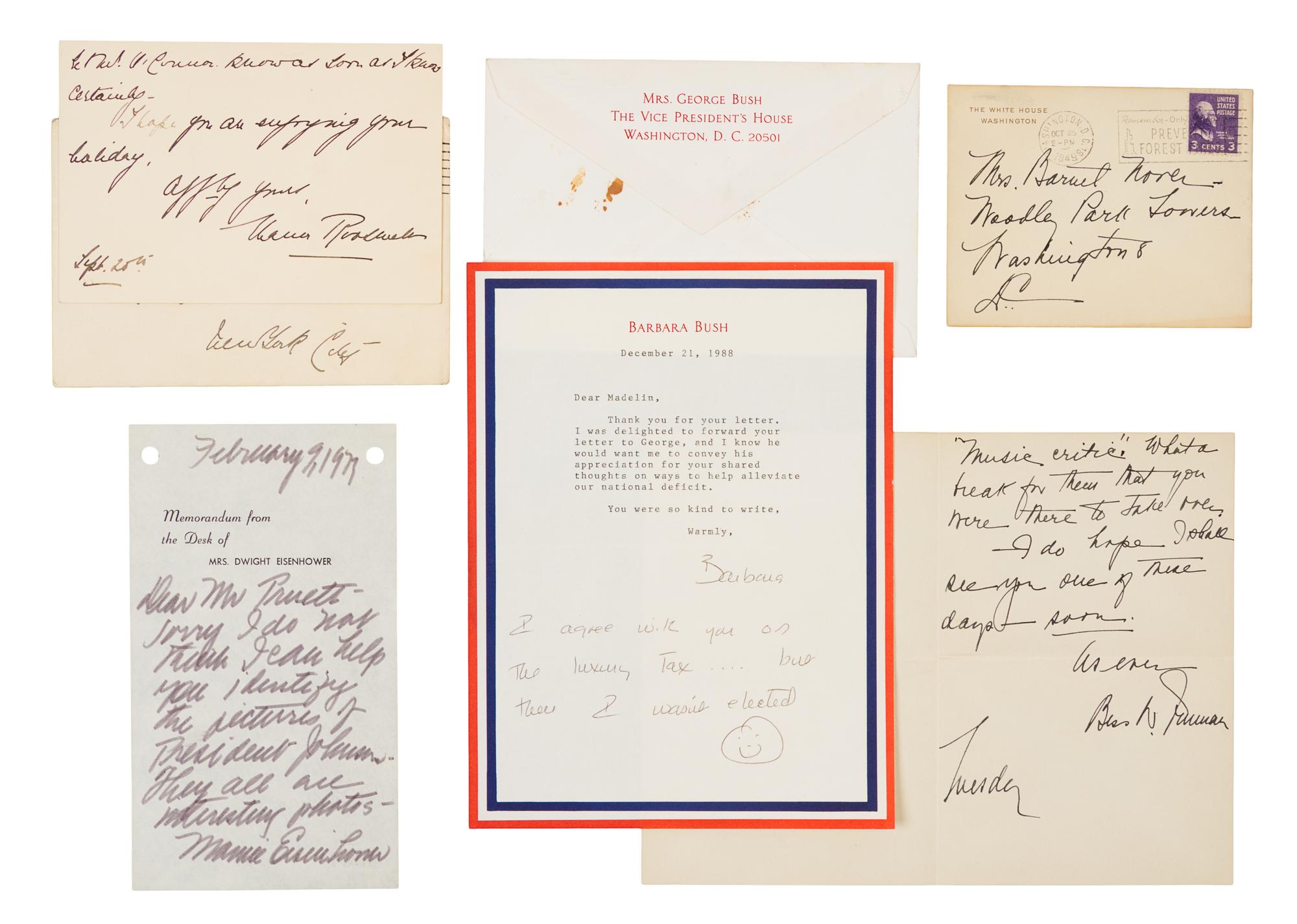 [FIRST LADIES]. A group of 5 manuscripts, comprising: