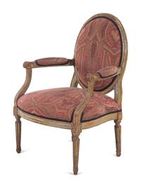 A Louis XVI Painted Fauteuil with English Upholstery