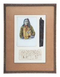 [NATIVE AMERICANS]. Sioux Indian saw found at the lodge of Chief Short Bull, presented by photographer J.A. Anderson. Red Cloud Agency, South Dakota.