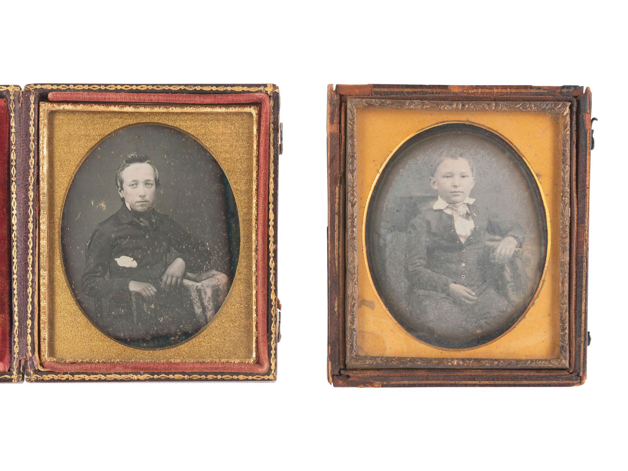 [EARLY PHOTOGRAPHY]. 14 sixth plate daguerreotypes of rather serious male children.