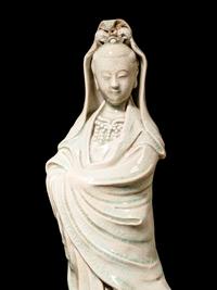 Four Chinese Blanc-de-Chine Porcelain Figures of Guanyin