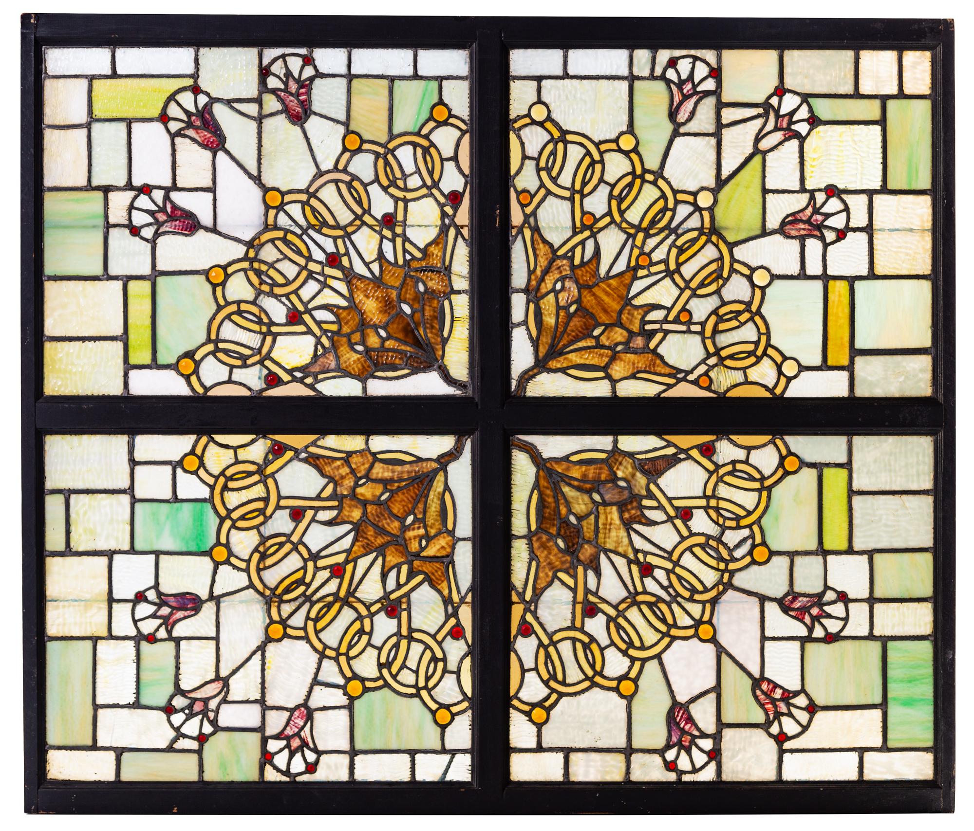 A Louis Sullivan Auditorium Hotel Dining Room Skylight Window Overall: 54 x 46 inches. — CIRCA 1889