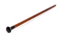A Contemporary Carved Wood Walking Stick, Length of handle 3 x length overall 35 1/4 inches.