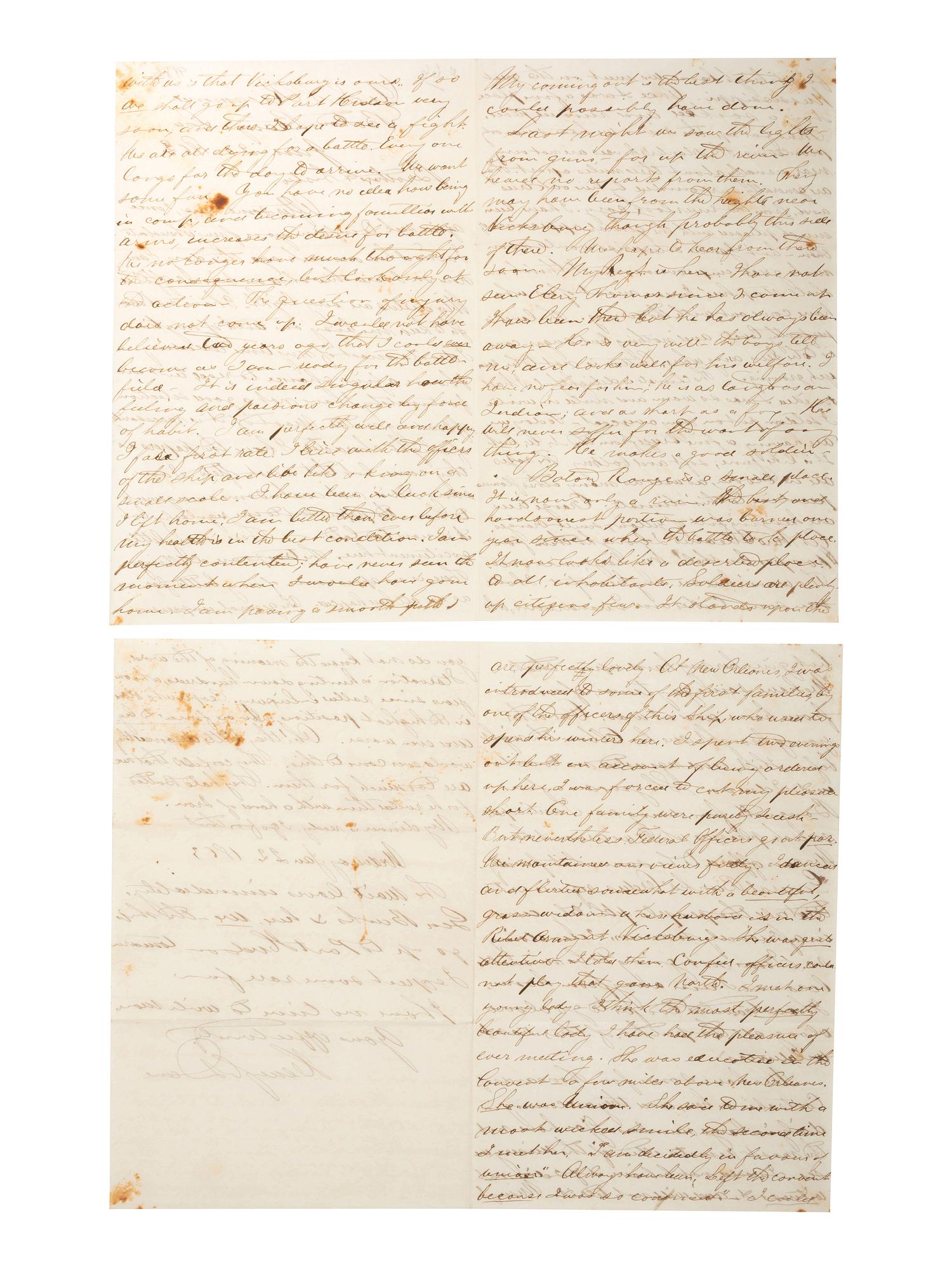 [CIVIL WAR - NAVY]. A group of 2 documents related to the Battle of Baton Rouge and its aftermath, comprising: