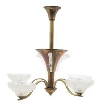Art Deco, FRANCE, 1930s, an Art Deco four-light, with icicle decorated shades