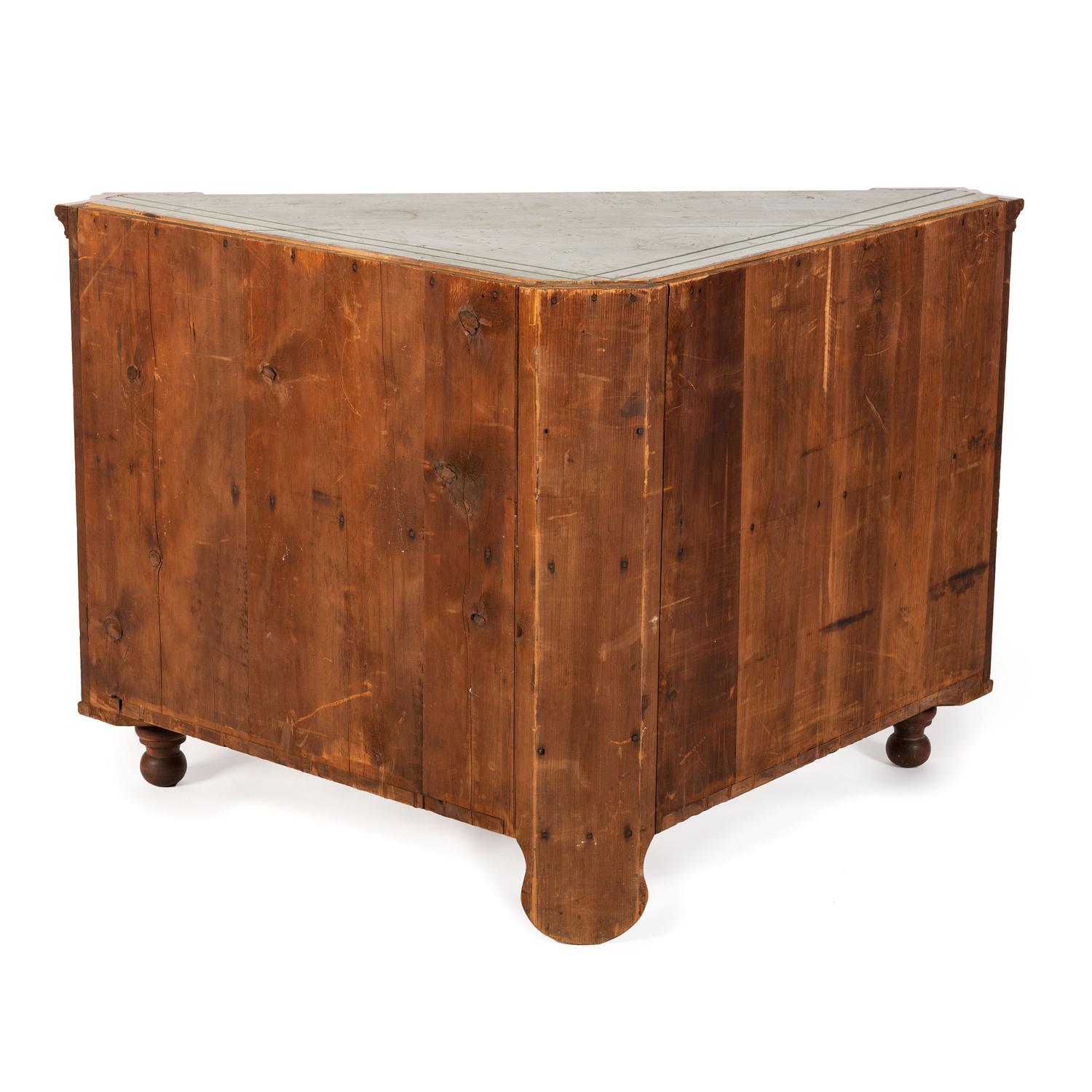 A Federal Red Painted Walnut Corner Cupboard