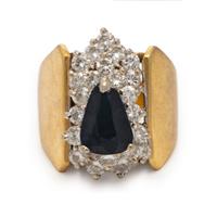 Sapphire, Diamond, and Yellow Gold Ring