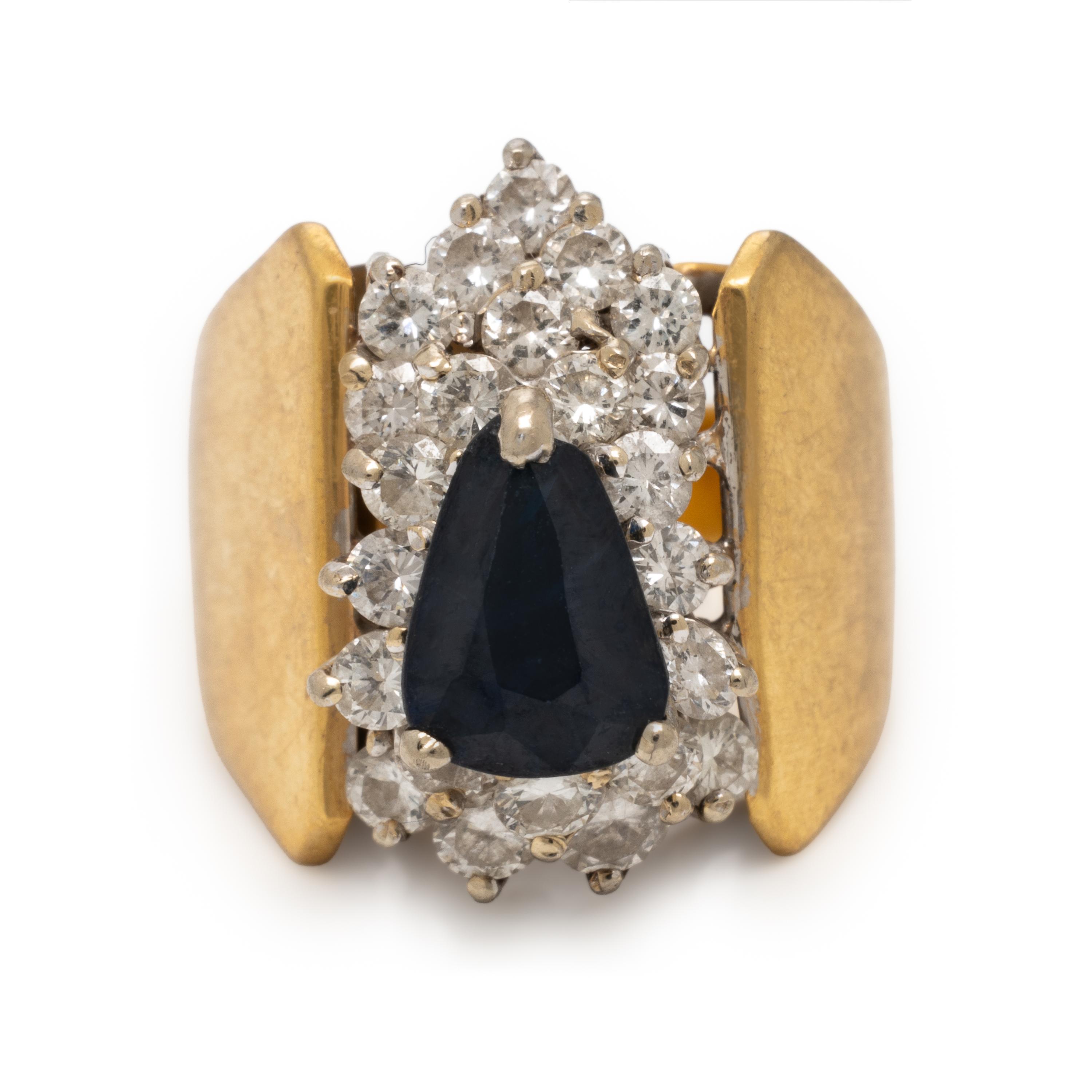 Sapphire, Diamond, and Yellow Gold Ring