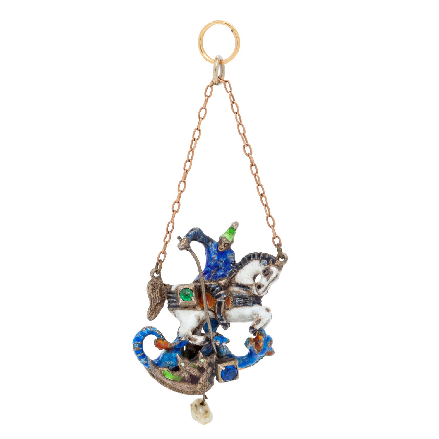 ANTIQUE, SAINT GEORGE SLAYING THE DRAGON PENDANT