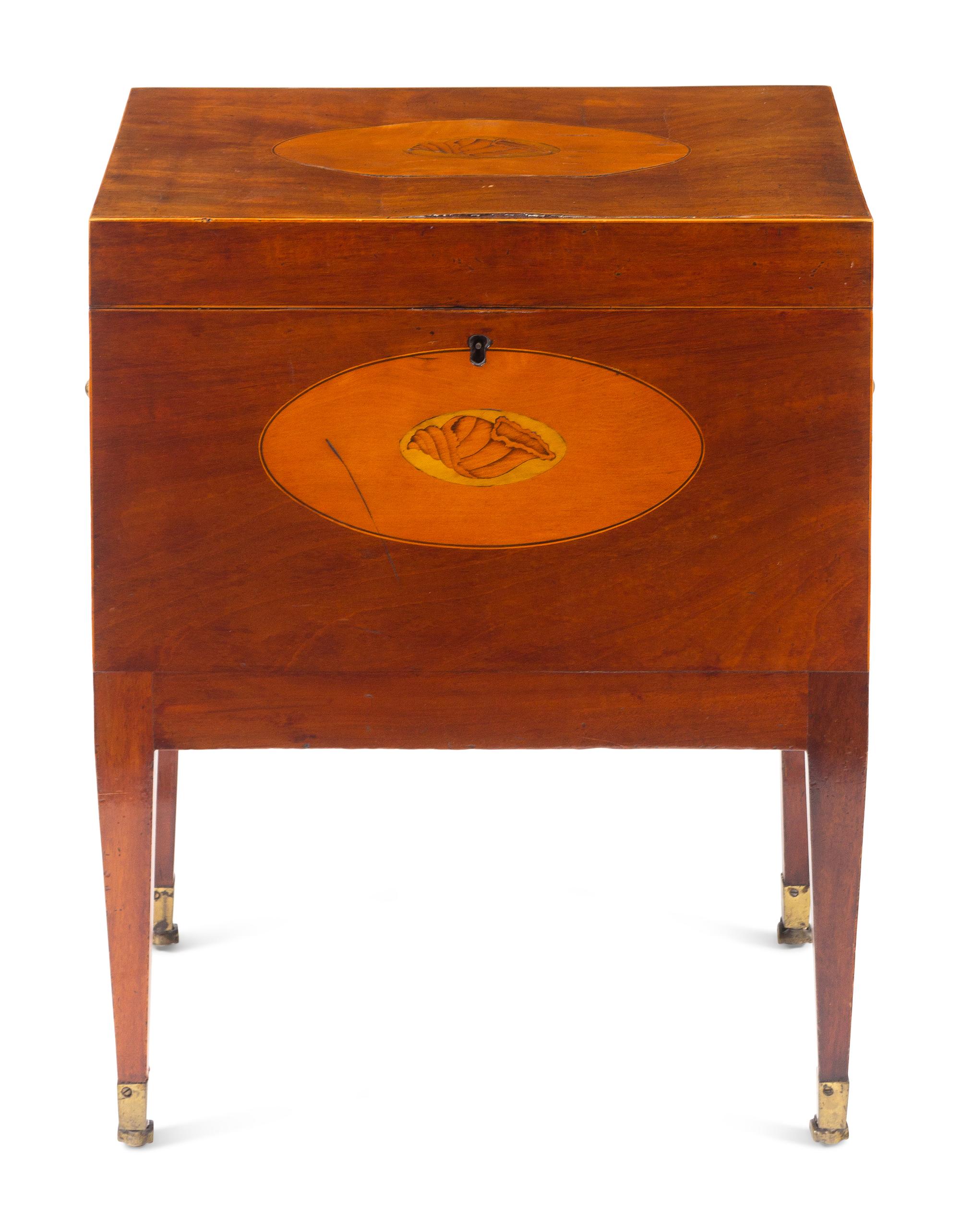 A George III Mahogany, Satinwood and Marquetry Cellarette