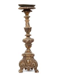 A Group of Five Italian Carved Giltwood Pricket Sticks