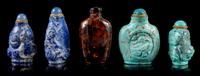Five Snuff Bottles Height of tallest 2 1/2 inches.