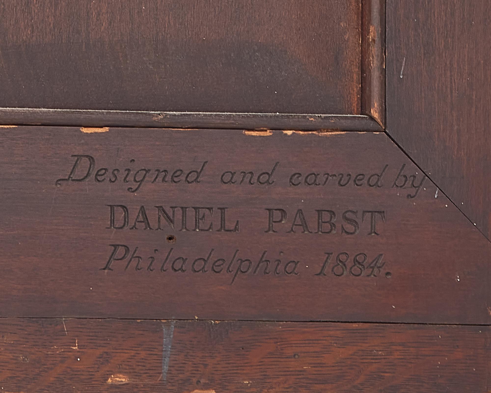 A Rare Daniel Pabst Signed and Dated Oak Framed Mirror, Daniel Pabst (German-American, 1826-1910), Philadelphia, PA, Dated "1884"