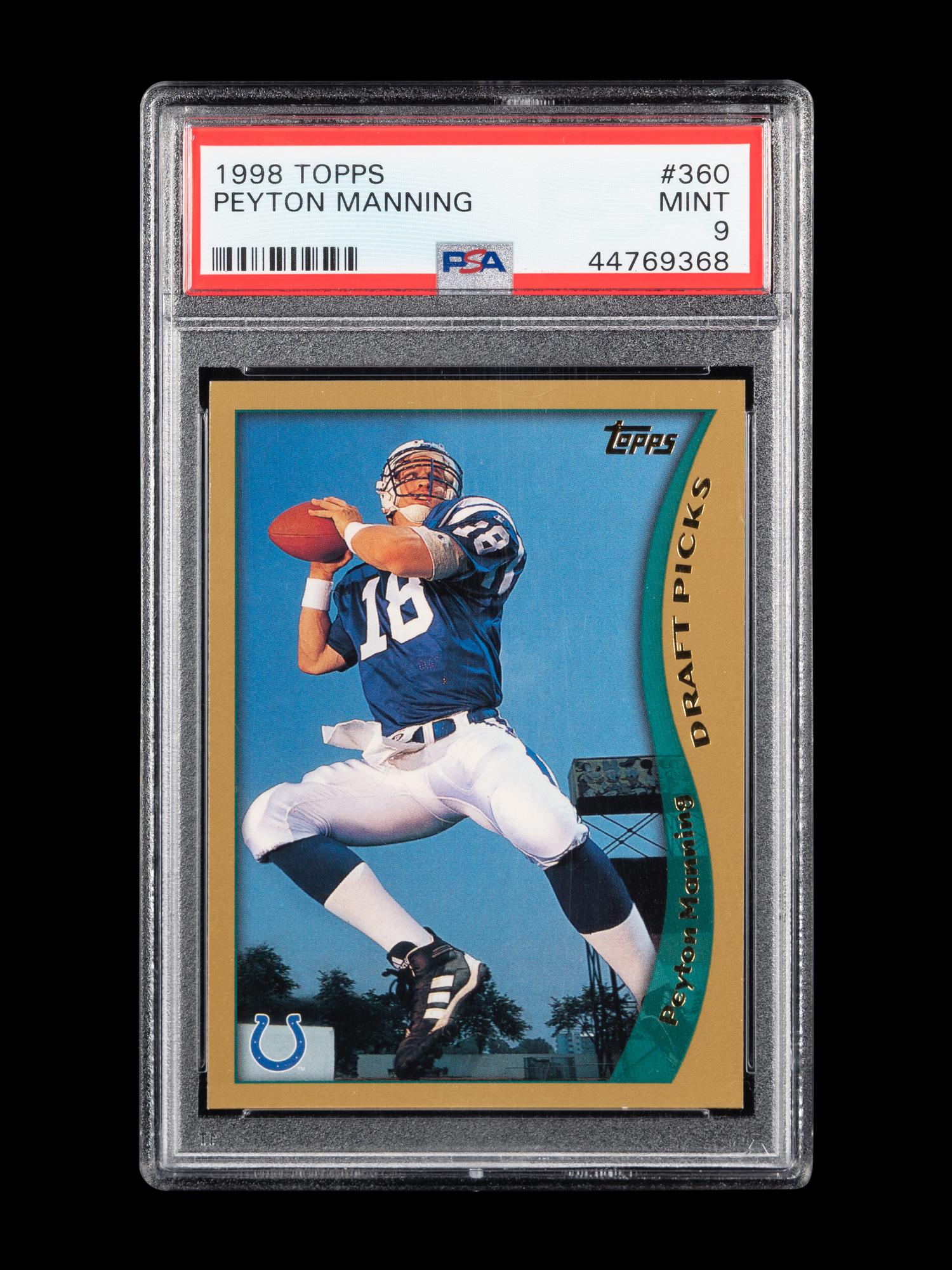 A 1998 Topps Peyton Manning Rookie Football Card No. 360 (PSA 9 MINT)