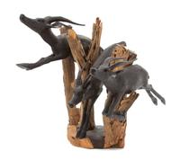 An African Peter Nziale Carved Wood Sculpture of Antelopes Height 9 1/2 inches. — 20TH CENTURY