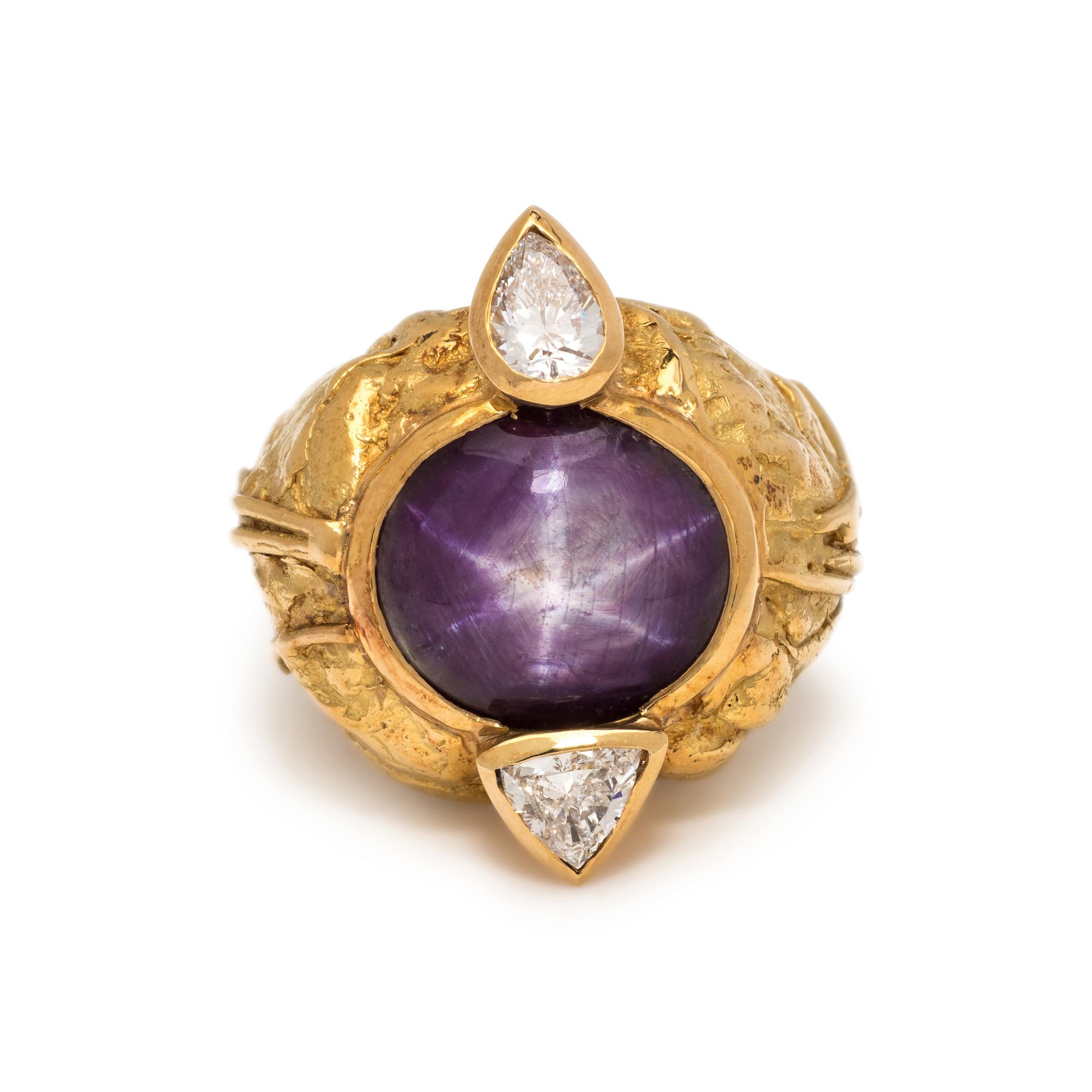 MISANI, STAR RUBY AND DIAMOND RING
