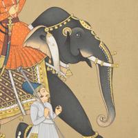 A Painting of a Prince Dressed in Orange Riding an Elephant, Jodhpur School, 20th Century