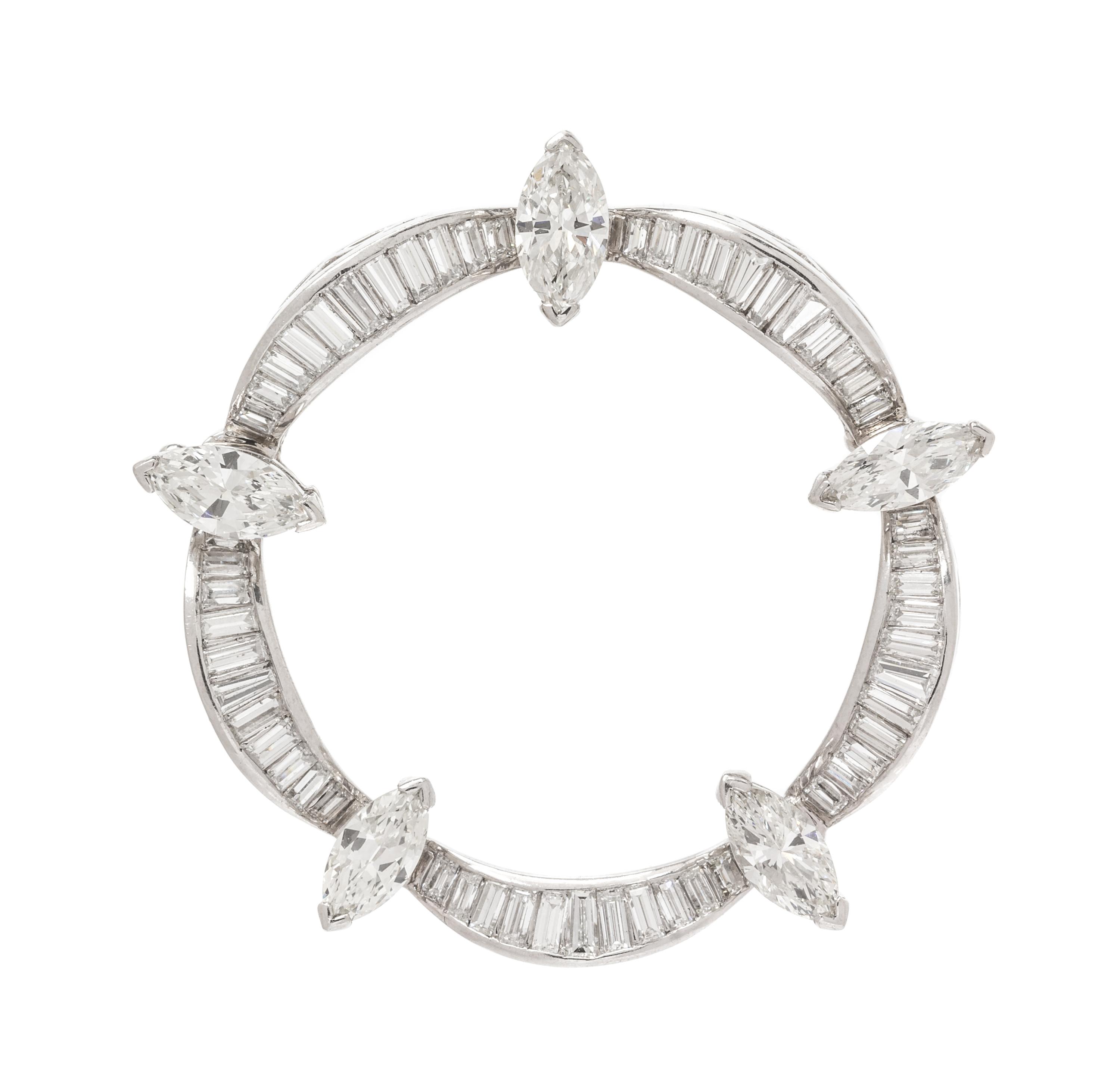 A Platinum and Diamond Circle Brooch, 8.40 dwts.