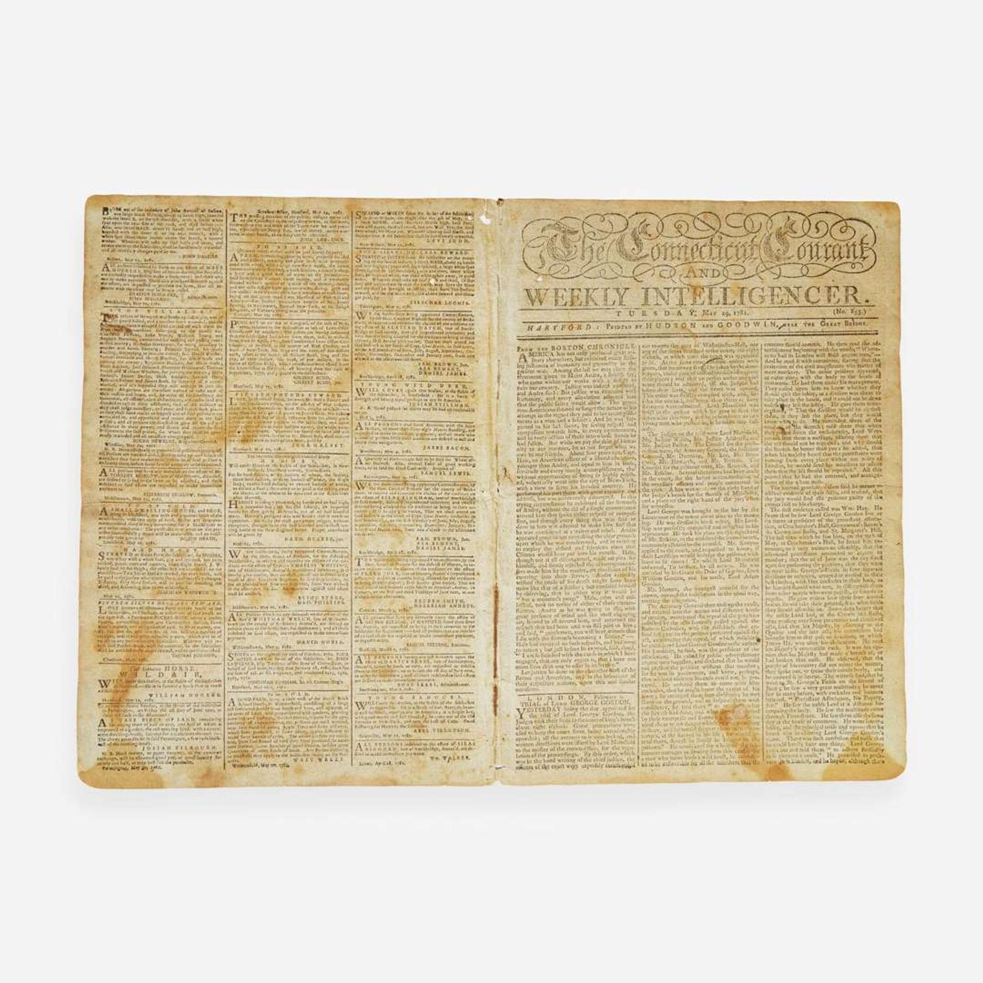 [American Revolution] [Arnold, Benedict] Group of 2 Newspapers on the Treason of Benedict Arnold