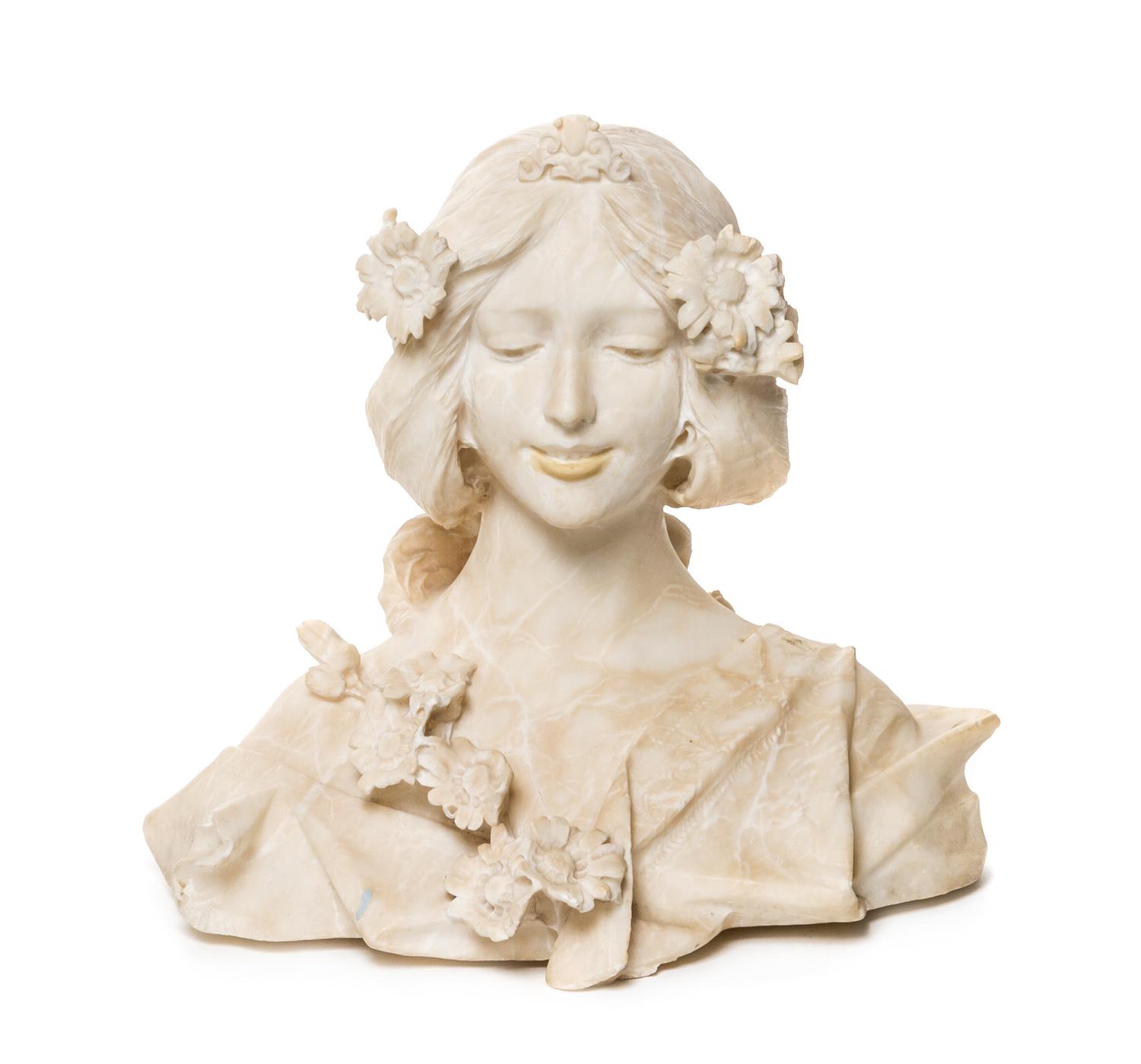 An Italian Alabaster Bust, Height 14 inches.