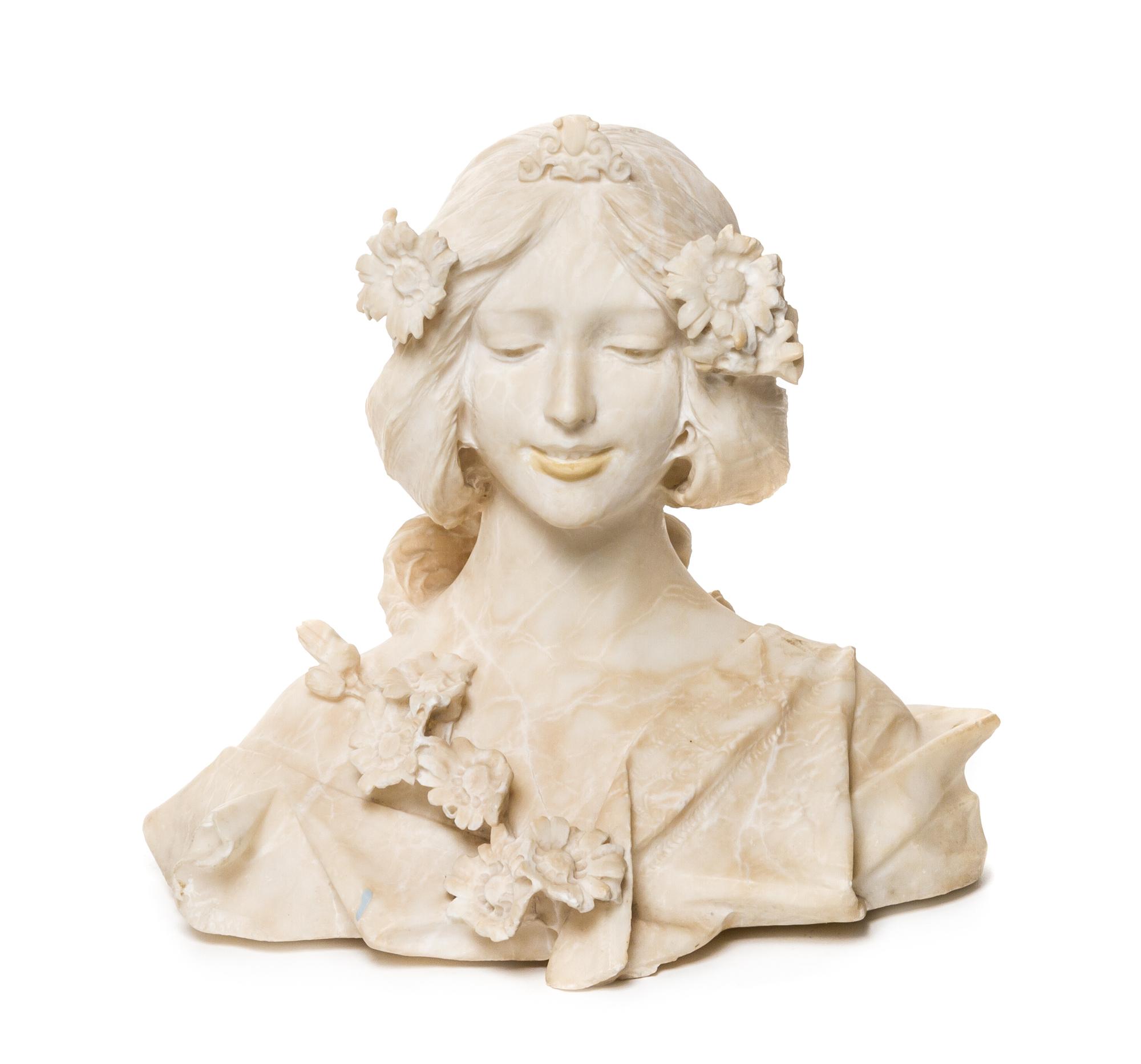 An Italian Alabaster Bust, Height 14 inches.