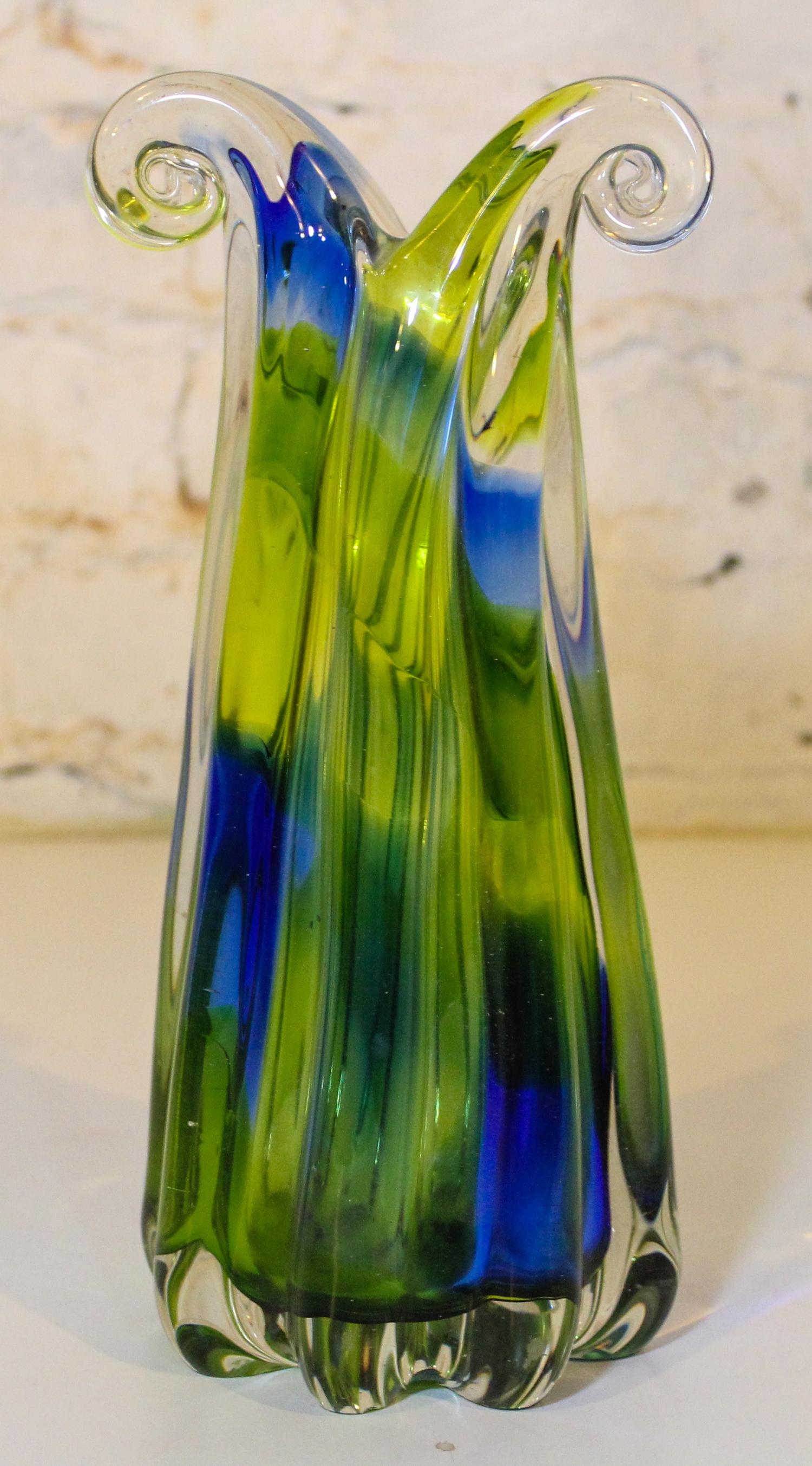 An Italian Glass Vase. Height 10 inches.