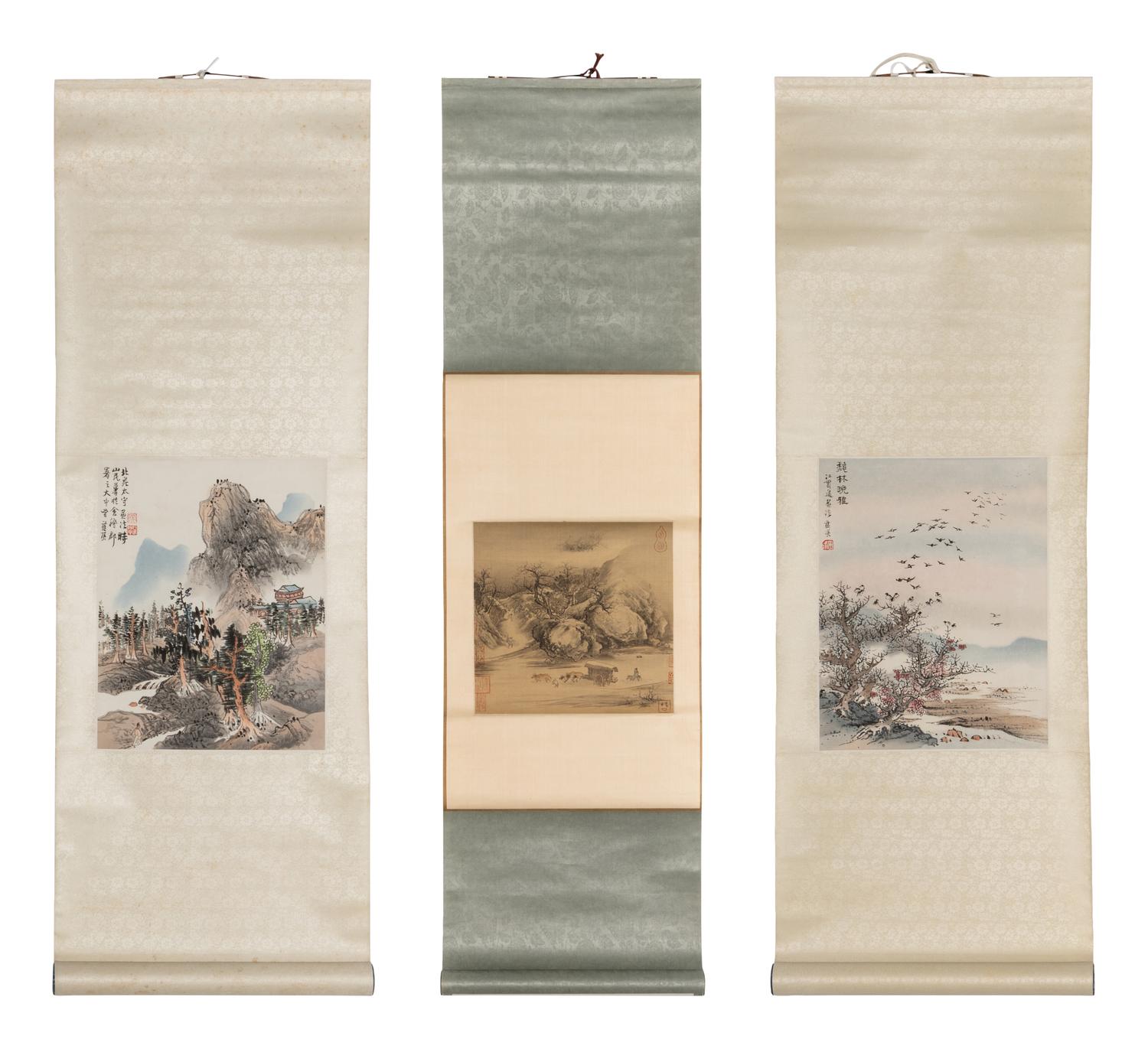 Three Chinese Prints Depicting Landscape 精印書畫立軸三幅