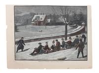 Five Hand Colored Winter Sports Prints Height 15 x width 10 inches (largest) — 19TH/20TH CENTURY