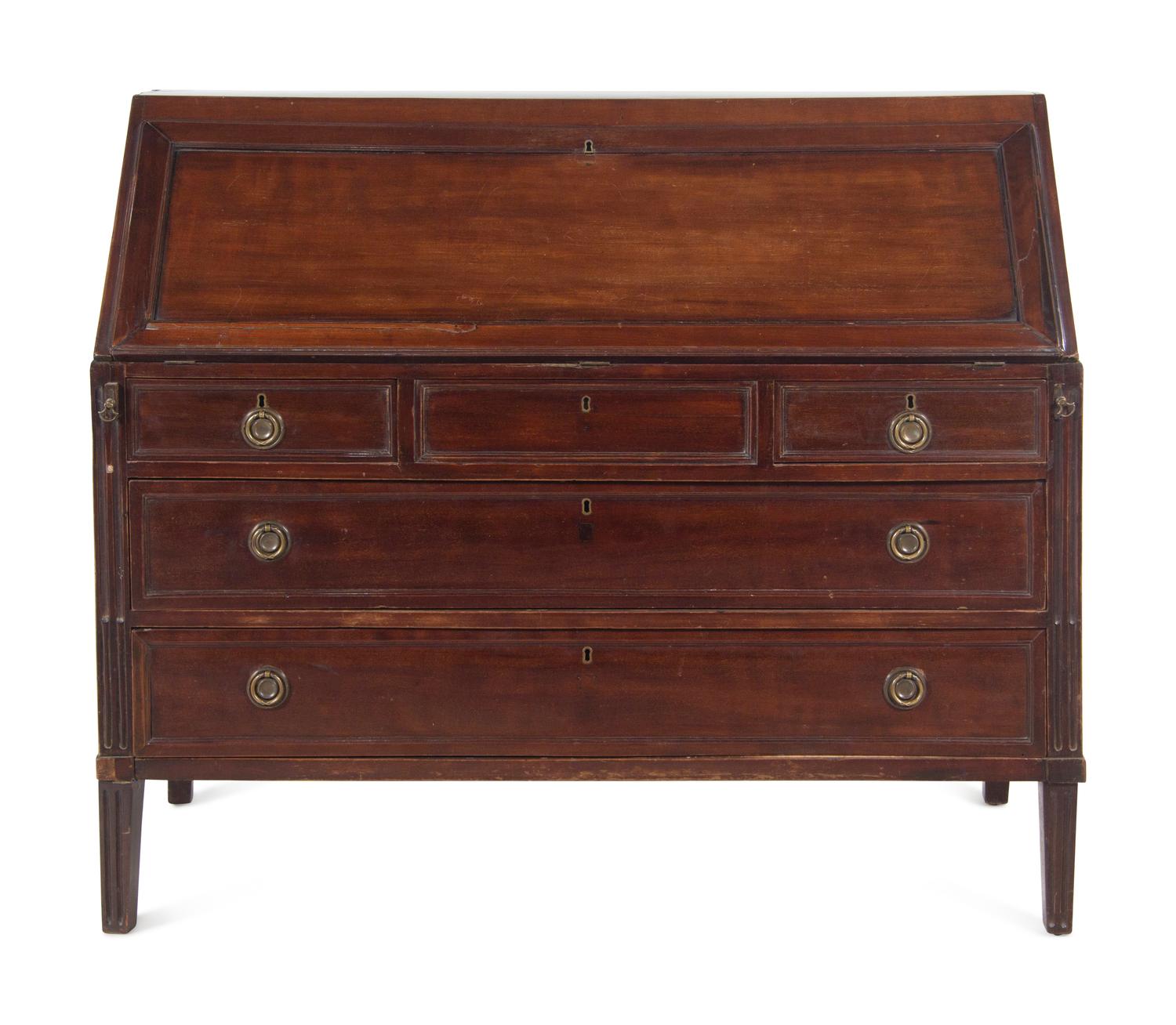 A Louis XVI Mahogany Slant-Front Bureau