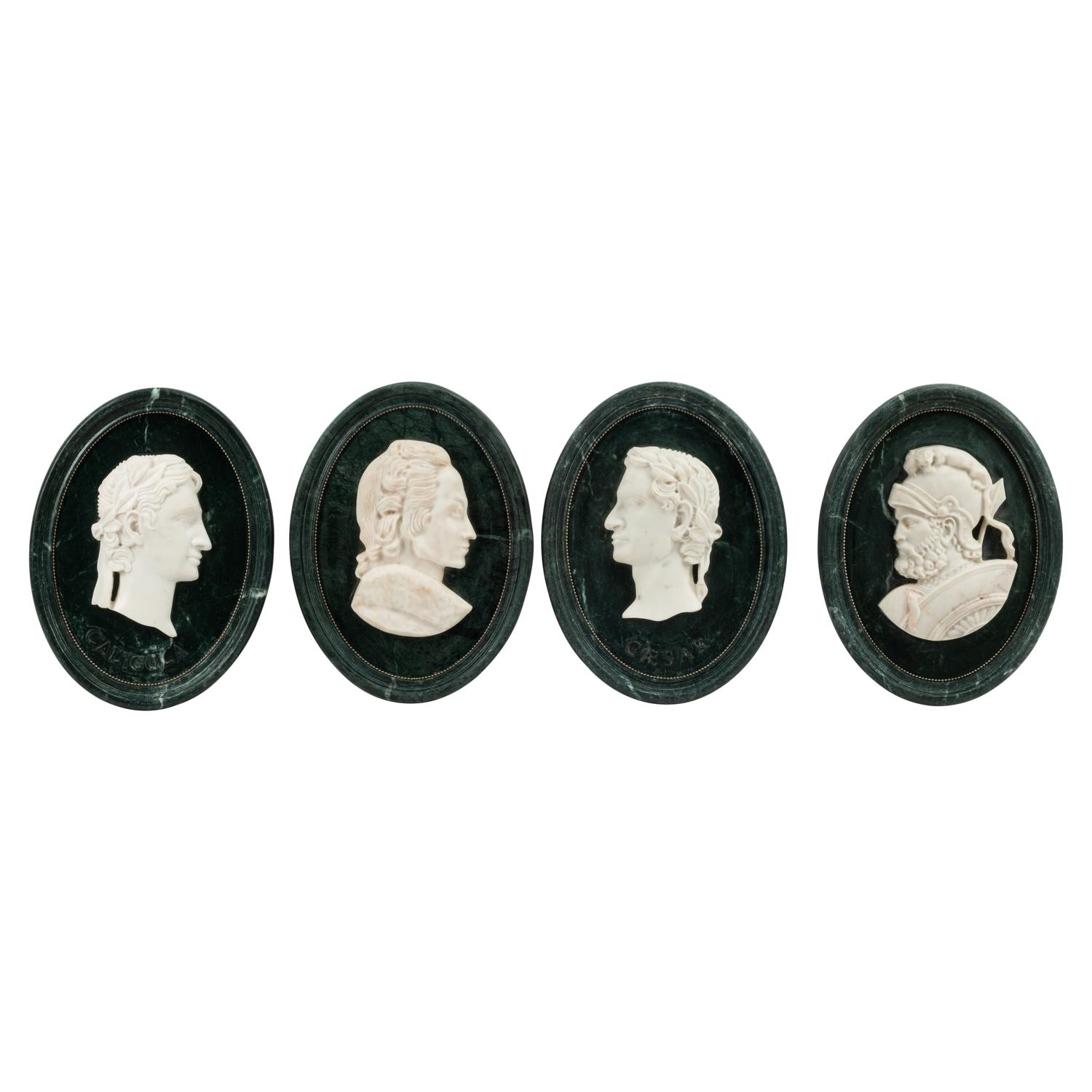 A Set of Four Italian Marble Oval Plaques