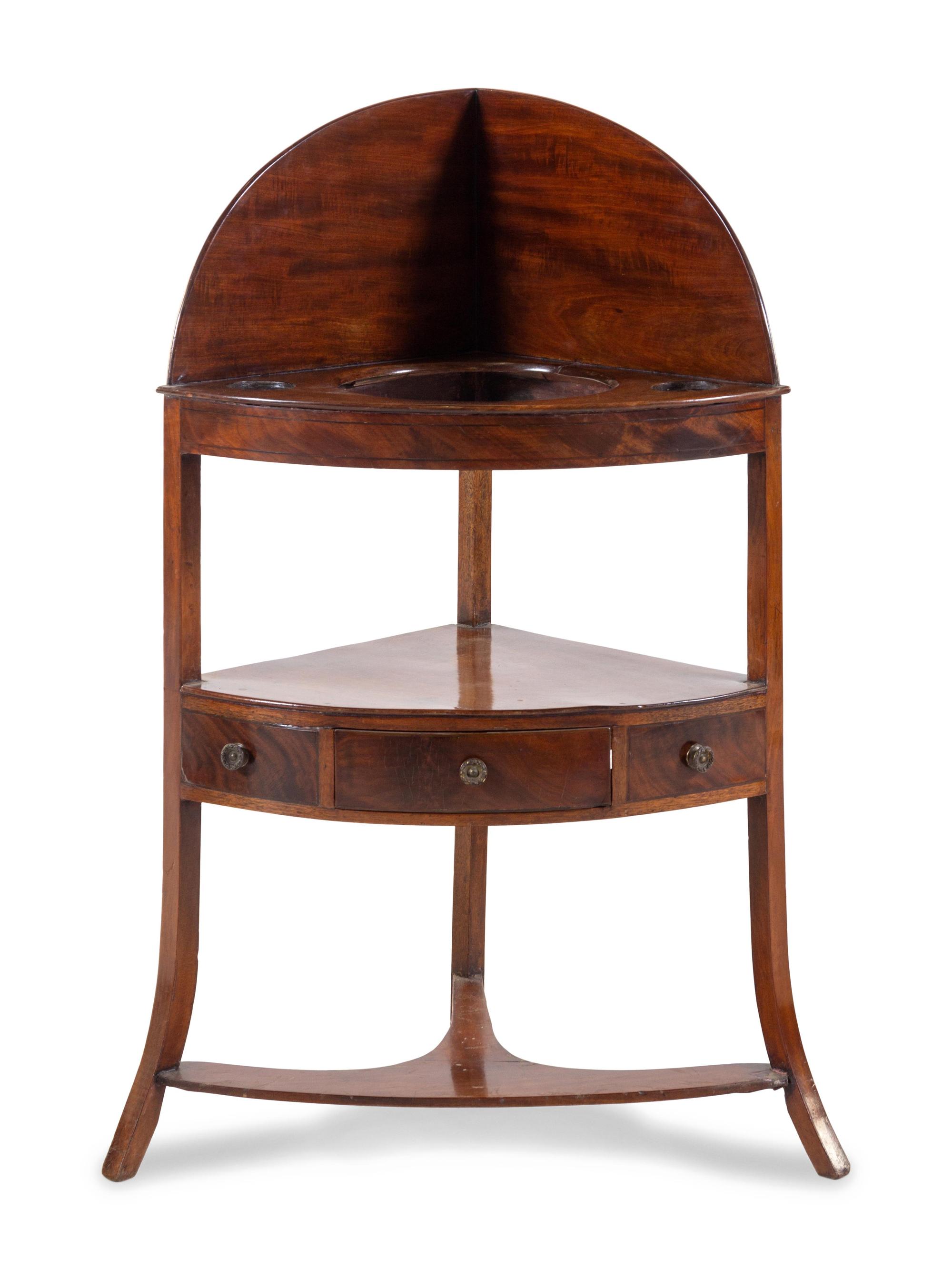 A Georgian Style Mahogany Corner Washstand